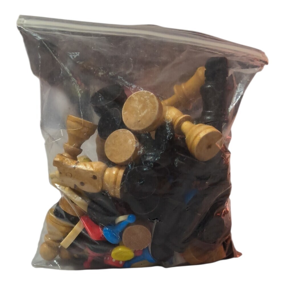 Random Replacement Board Game Pieces Wooden Chess, Checkers, Dices, Variety